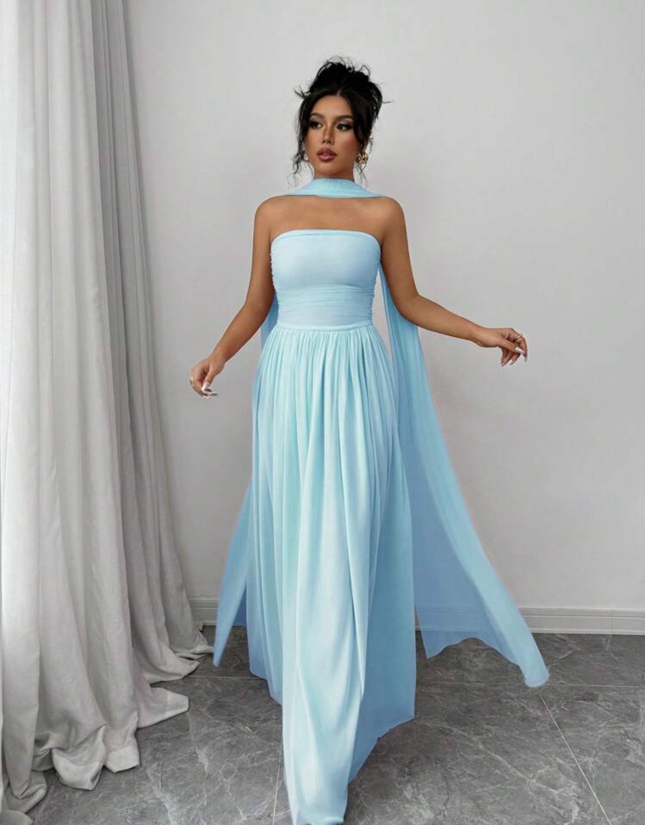 Blue Mist Chiffon Gown