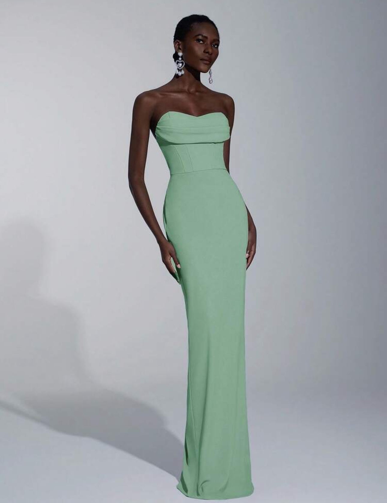 Mint Strapless Column Dress