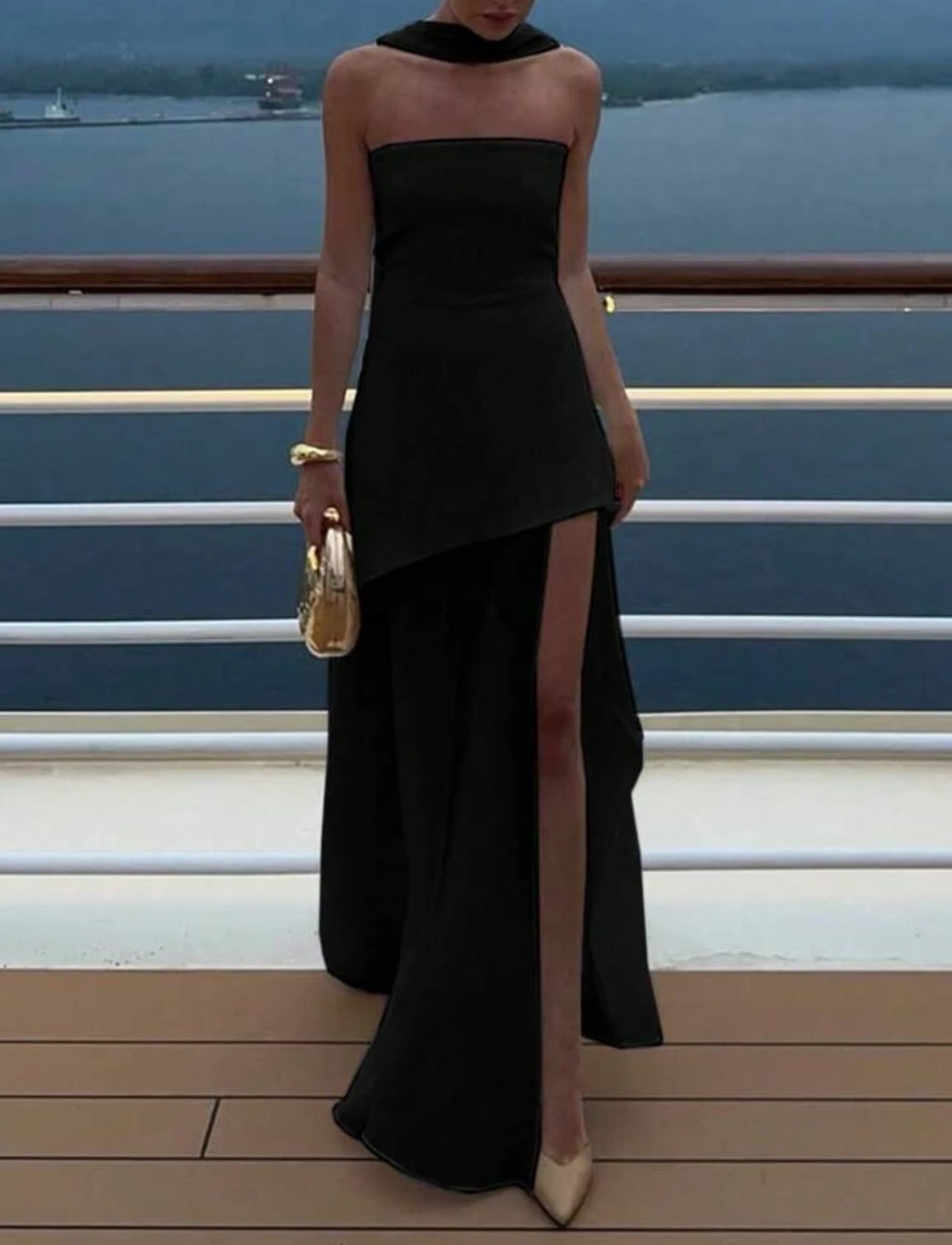 Midnight Allure Strapless Gown