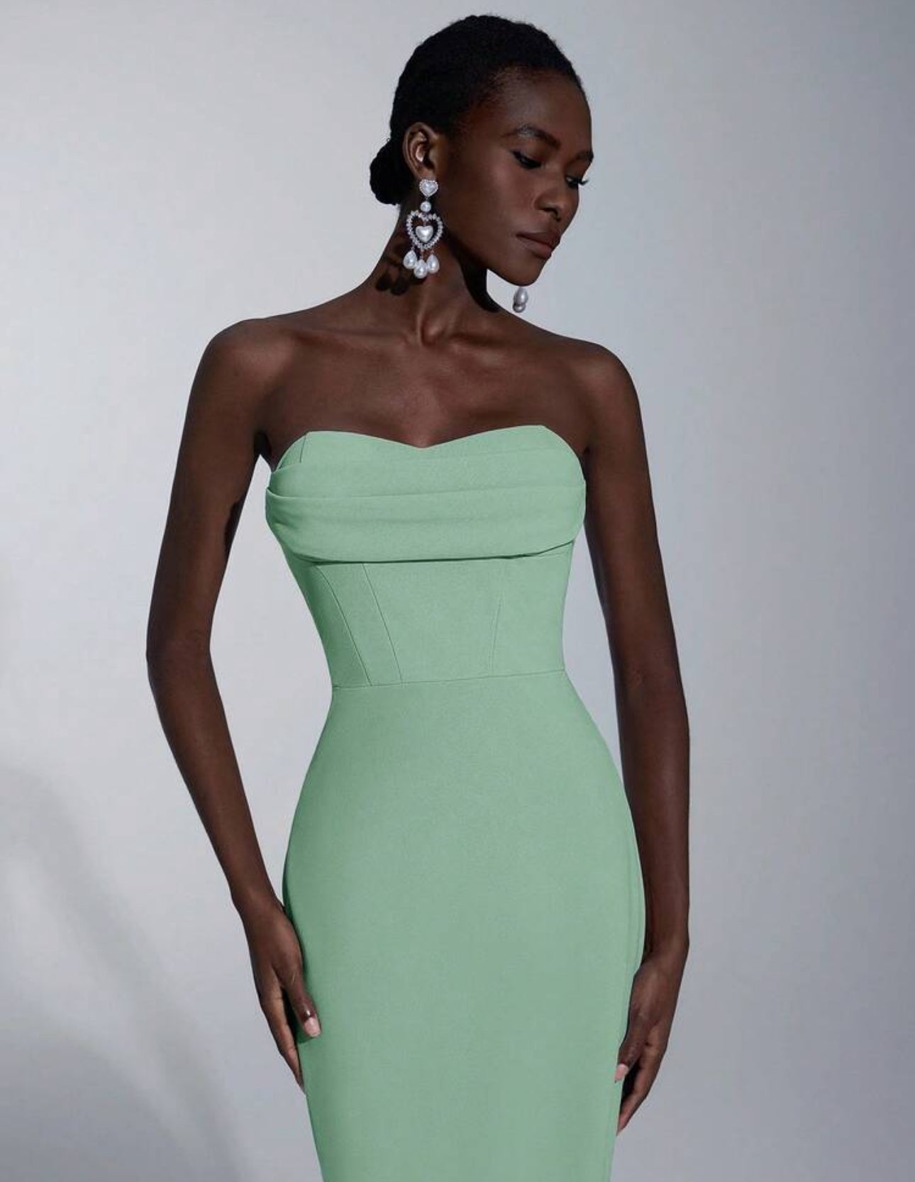 Mint Strapless Column Dress