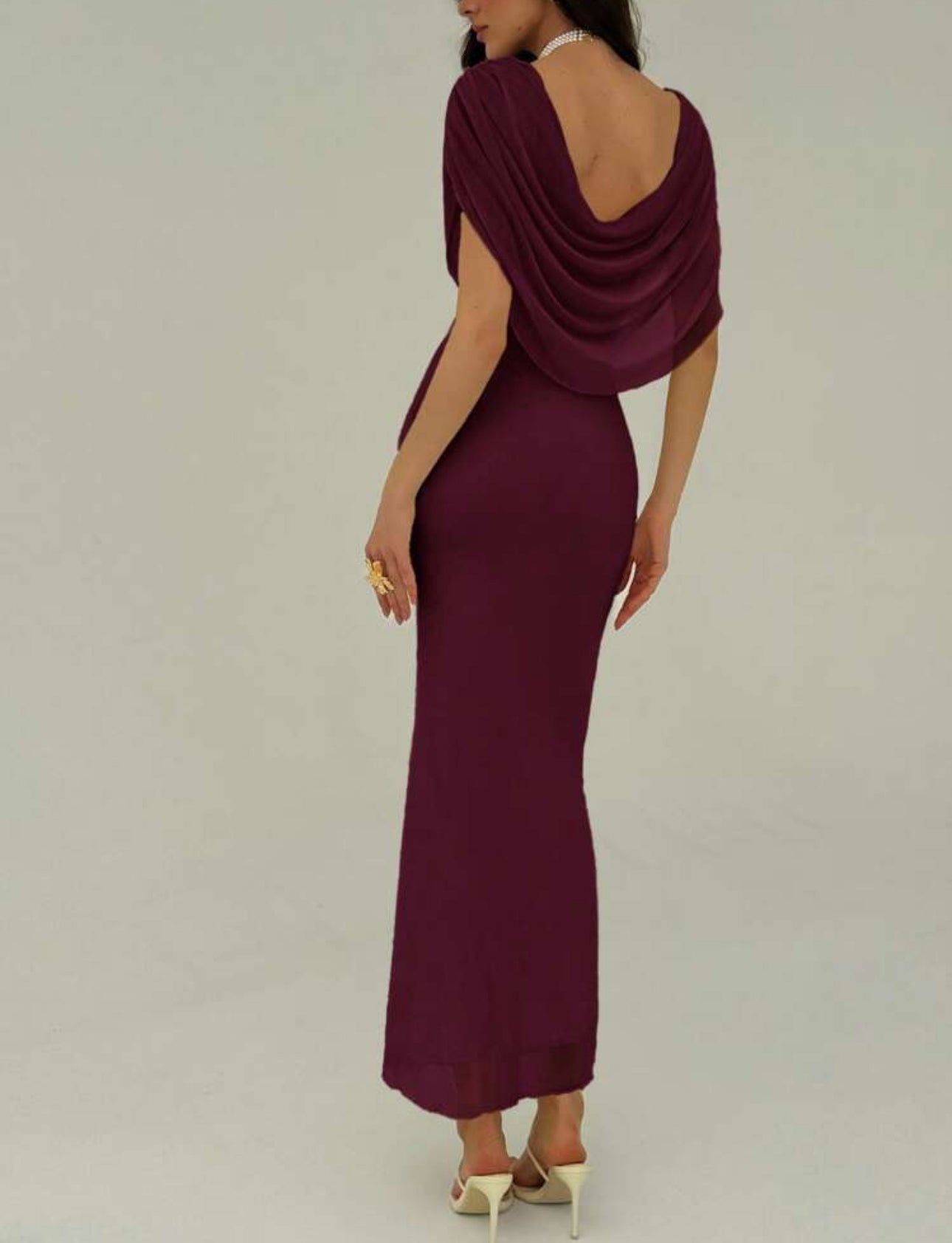 Burgundy Drape Elegance Dress