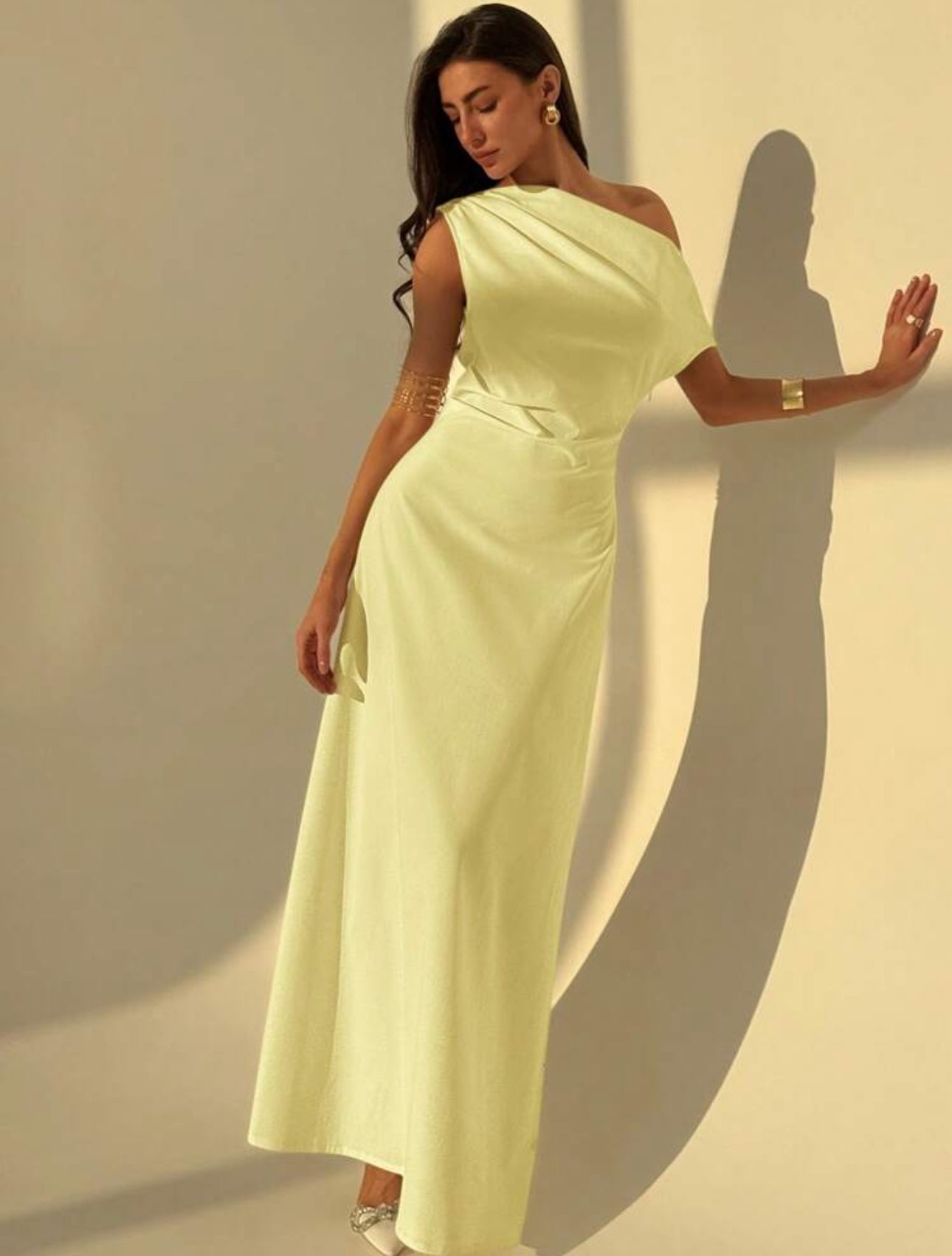 Lemon Glow One-Shoulder Dress