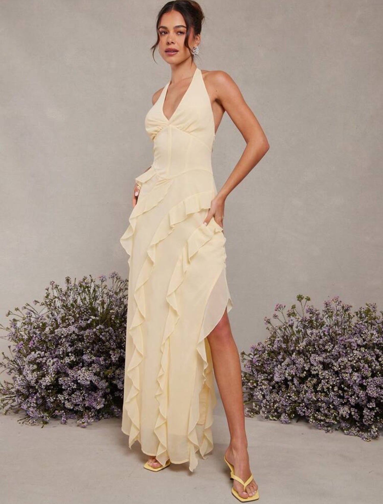 Lemon Bliss Halter Maxi