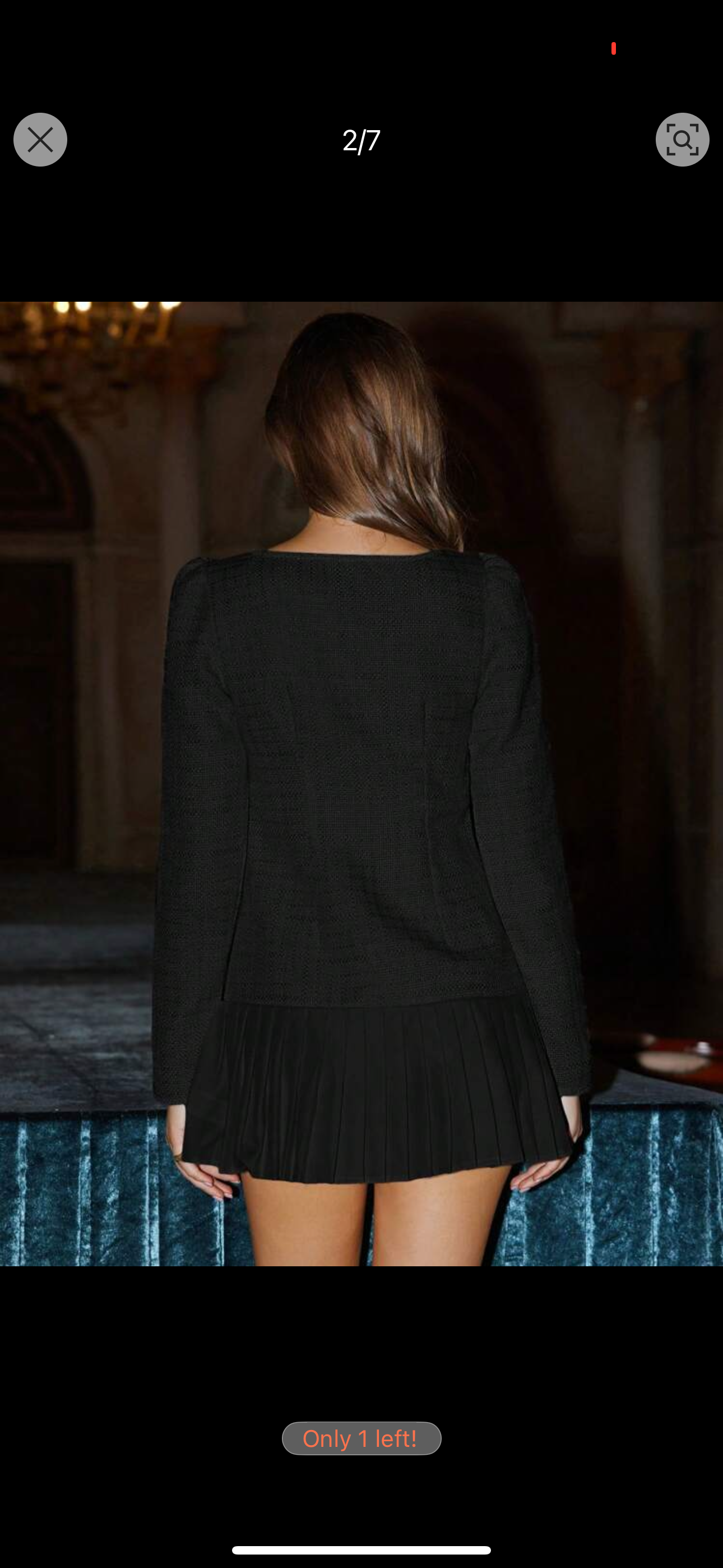 Noir Gold Button Pleat Mini