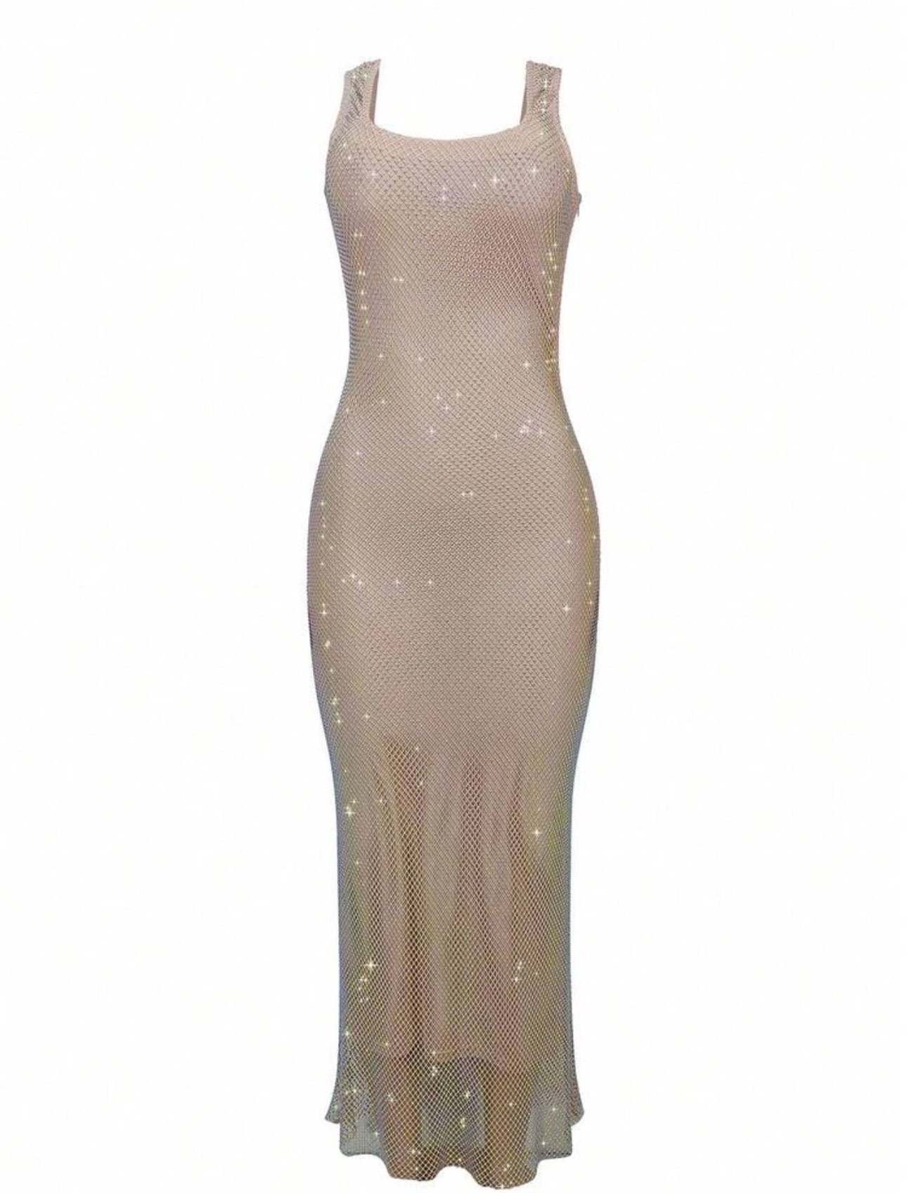 Crystal Glow Mesh Gown