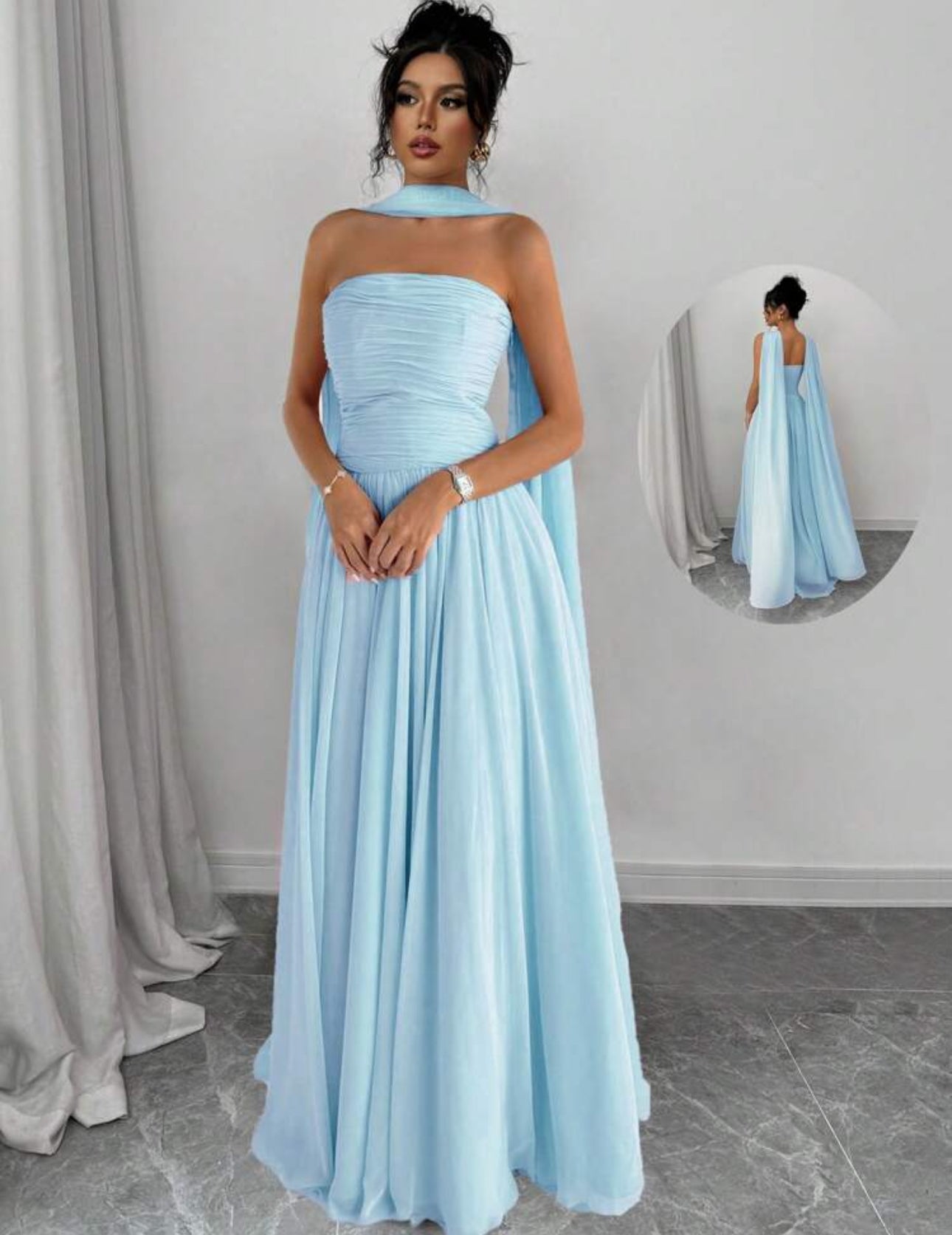 Blue Mist Chiffon Gown