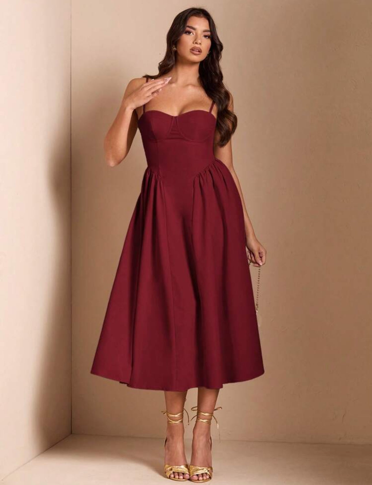 Merlot Elegance Midi Dress