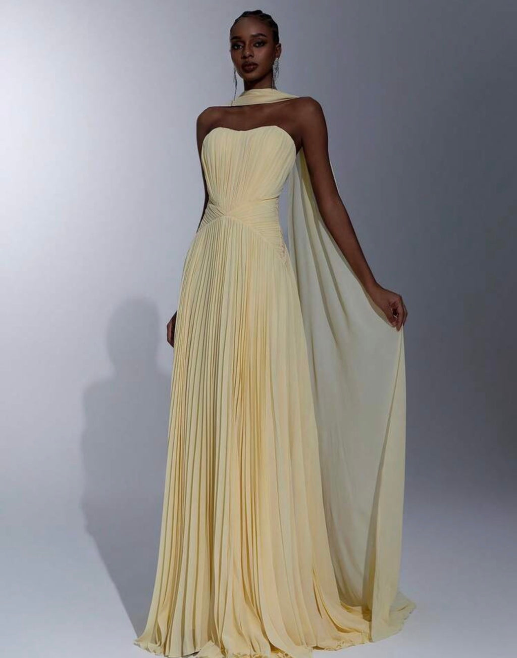Ivory Seraphine Pleated Gown