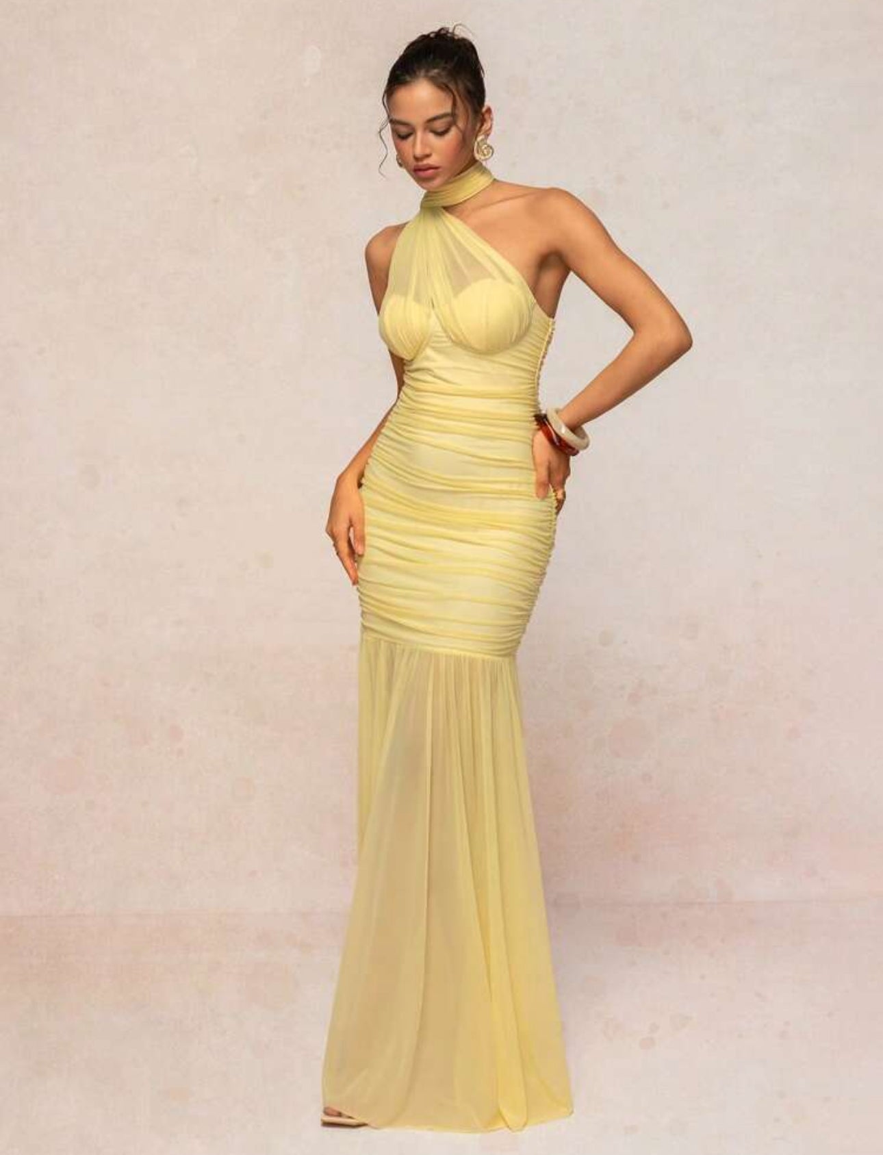 Sunlight Illusion Ruched Gown