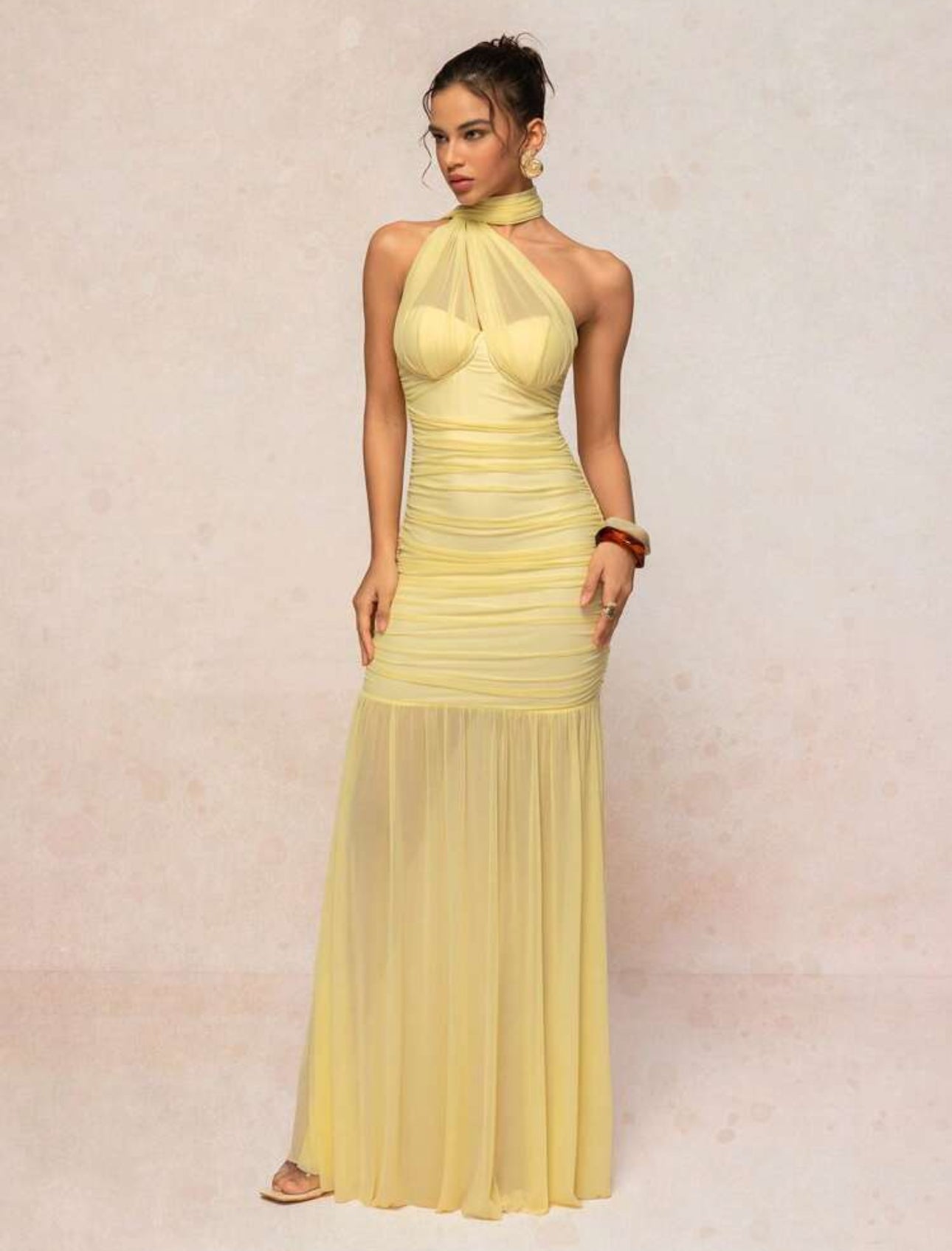 Sunlight Illusion Ruched Gown