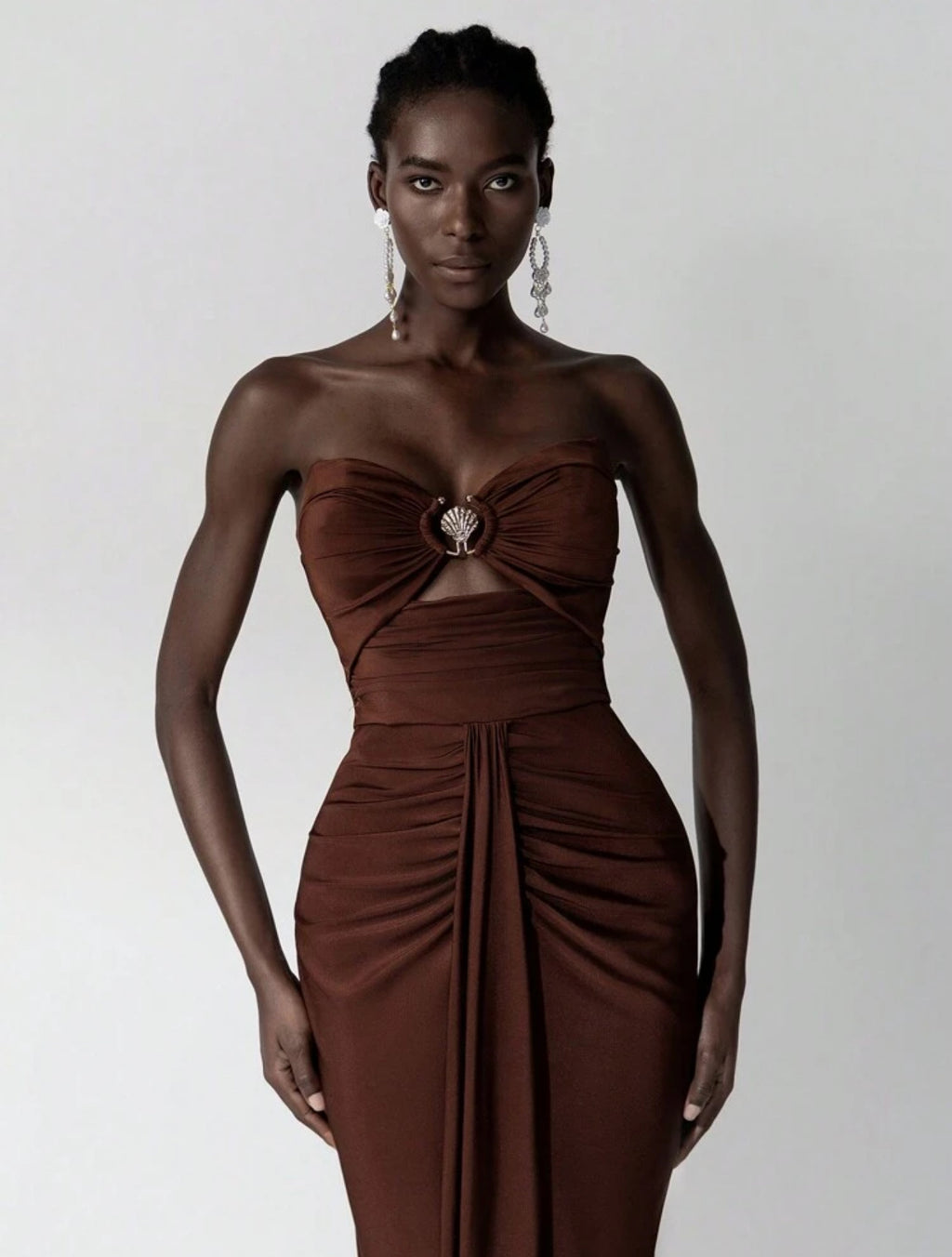 Cocoa Luxe Ruched Gown