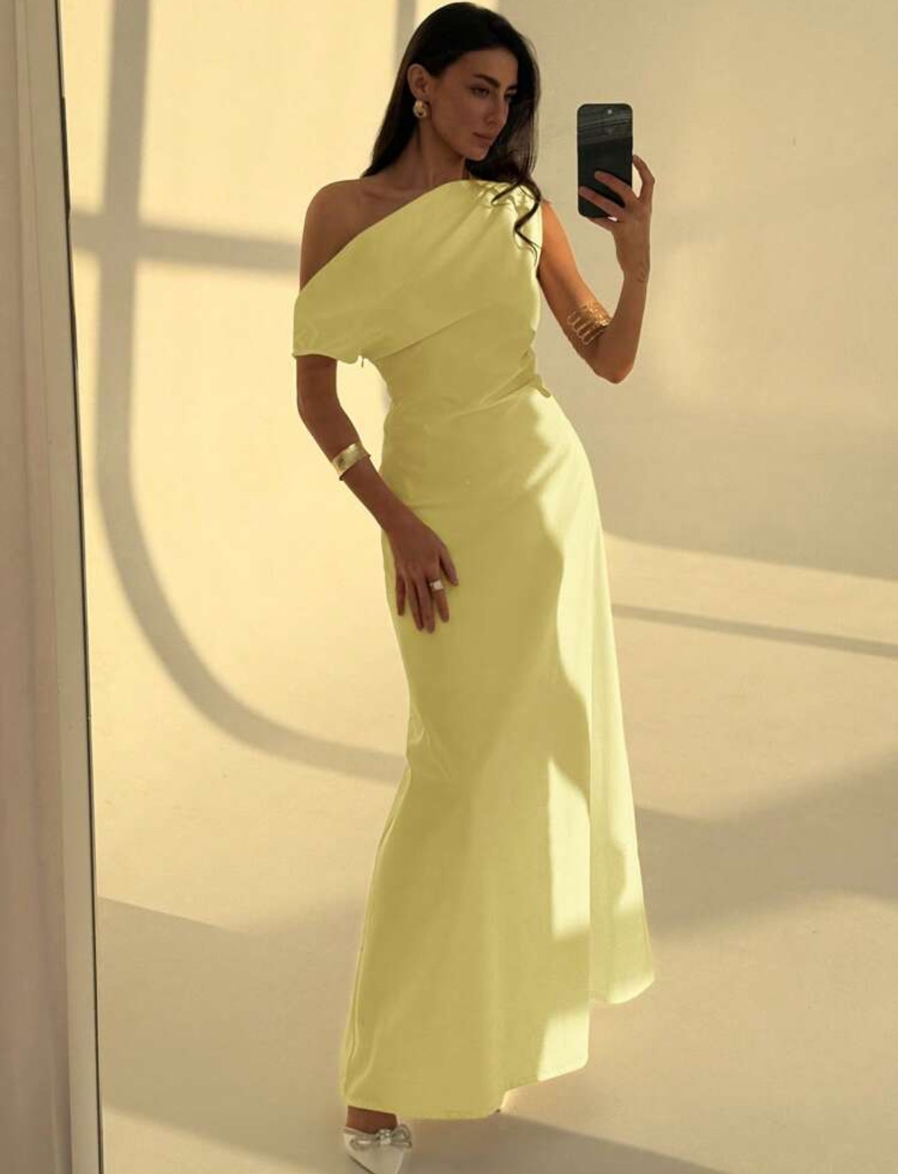 Lemon Glow One-Shoulder Dress