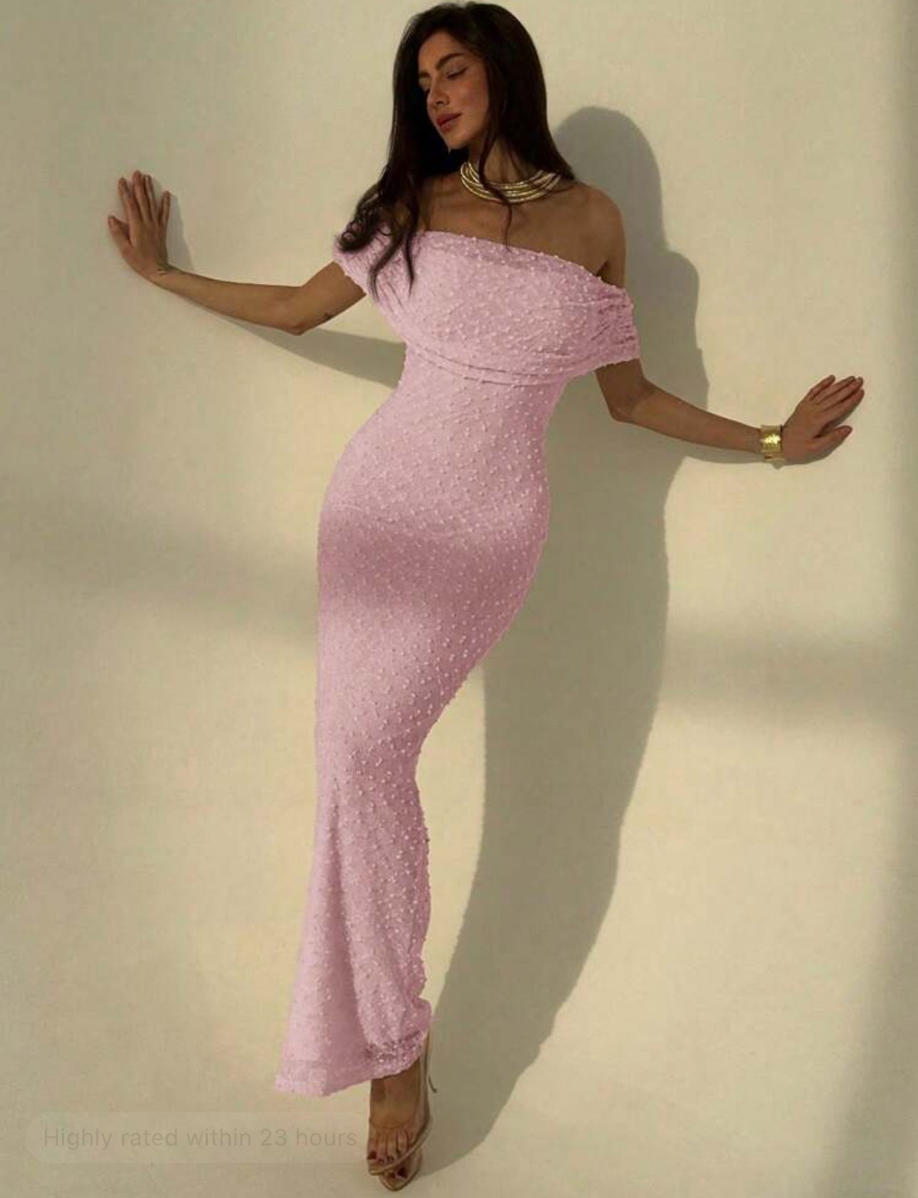 Blush Pearl Off-Shoulder Gown