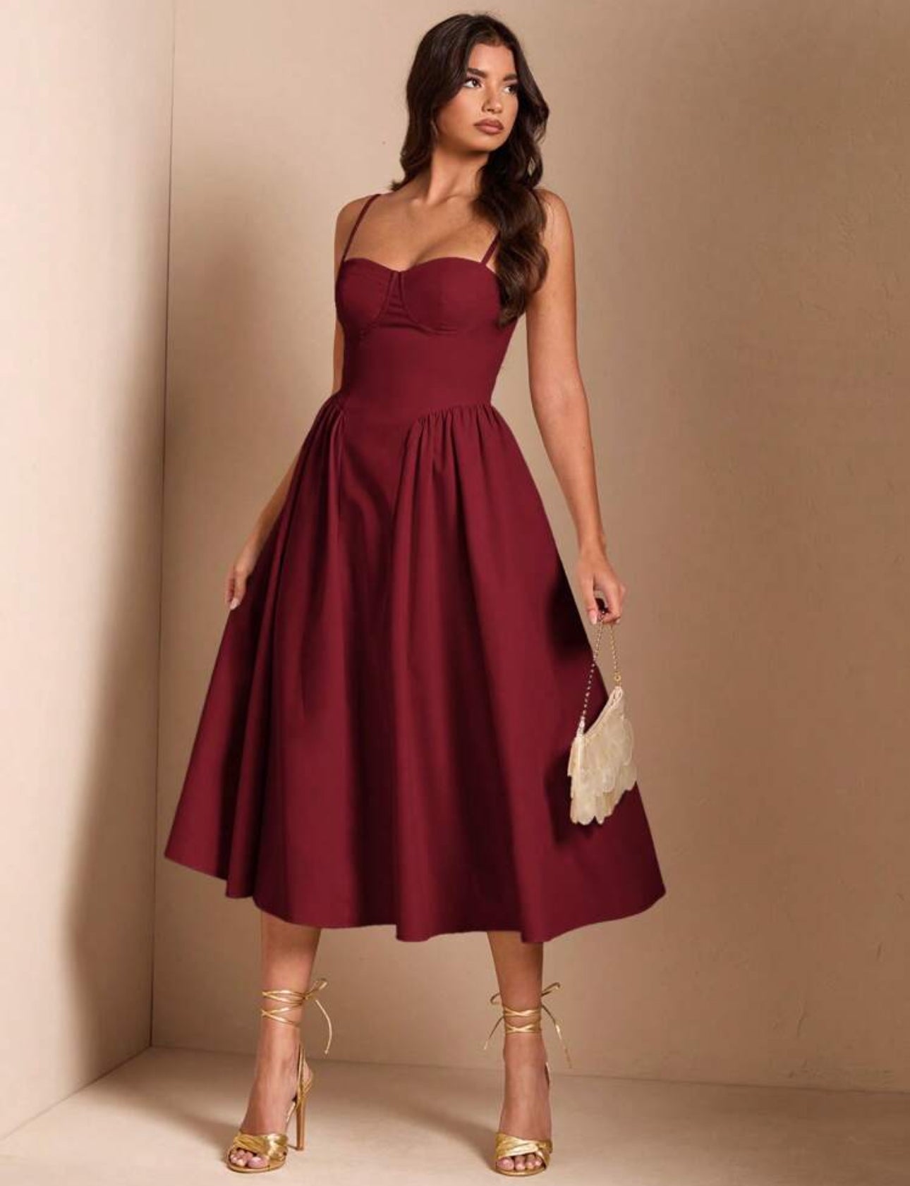 Merlot Elegance Midi Dress