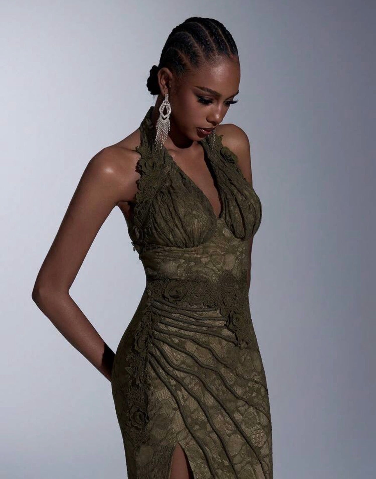 Noir Verdure Lace Gown