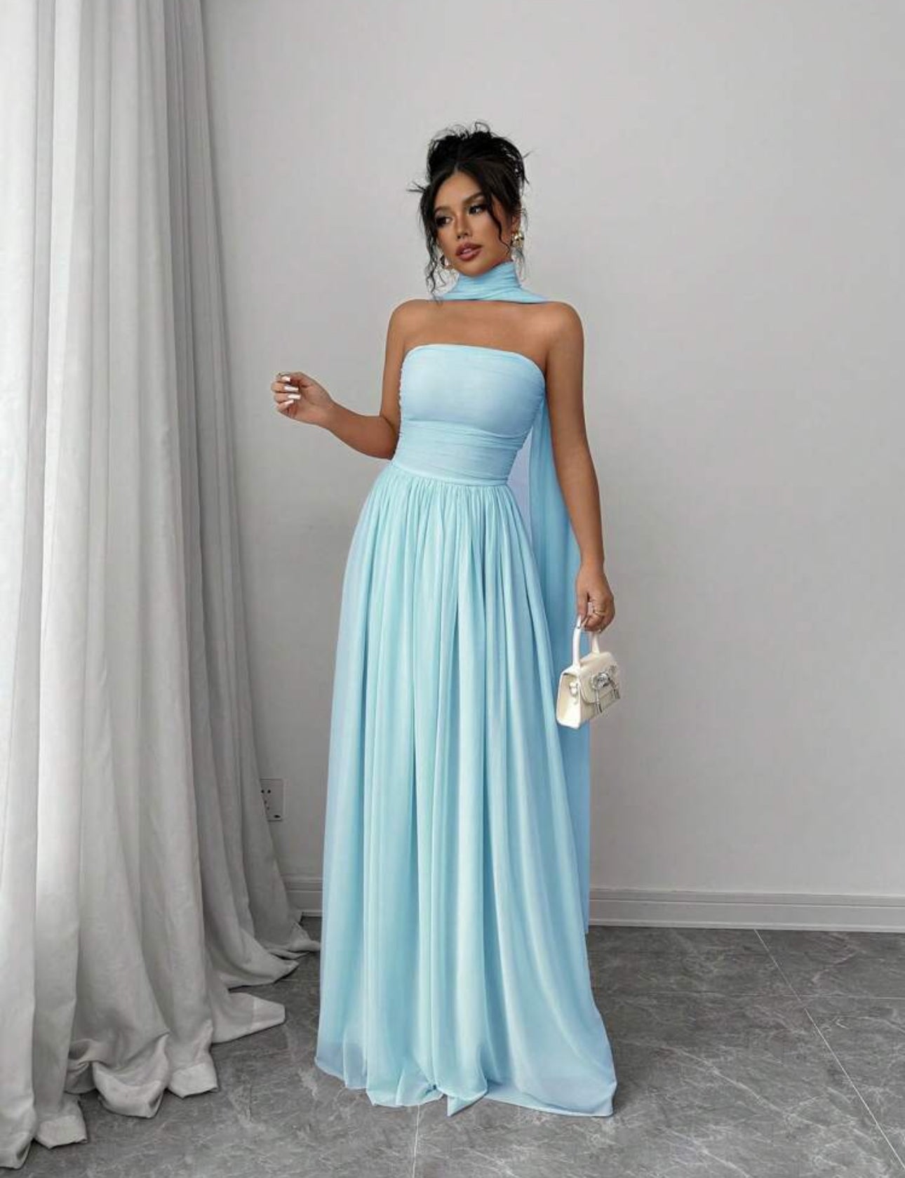 Blue Mist Chiffon Gown