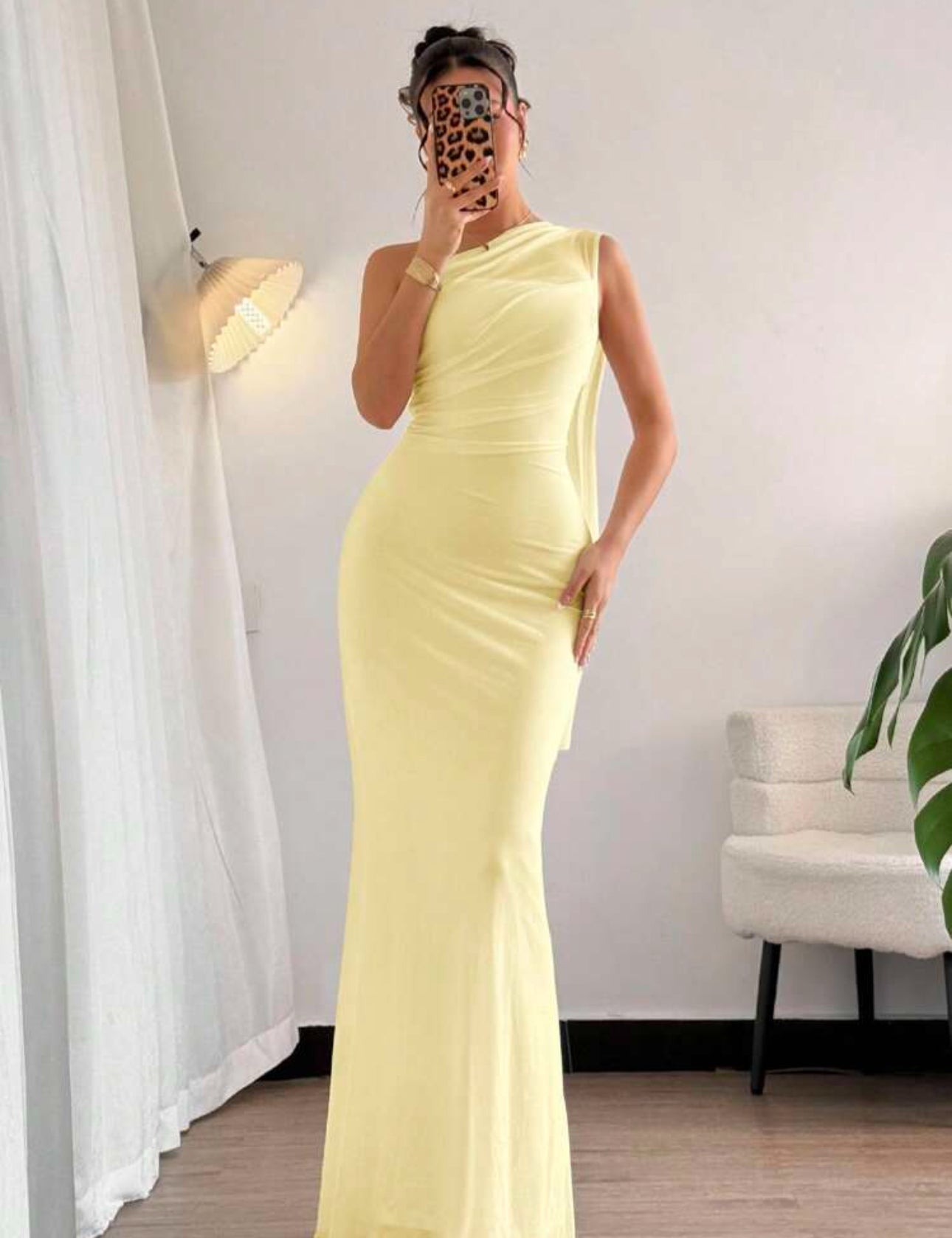 Sunbeam One-Shoulder Draped Gown