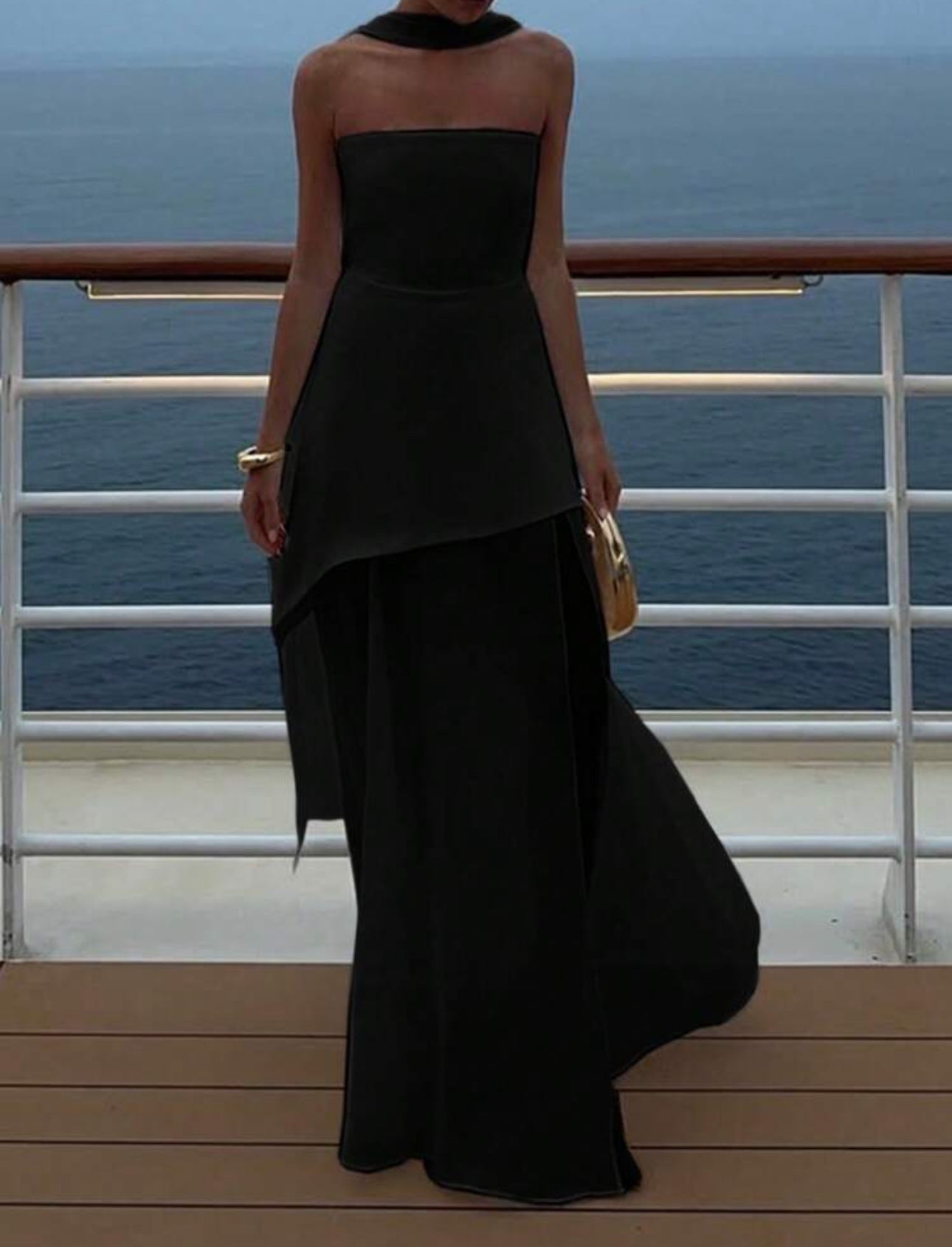Midnight Allure Strapless Gown