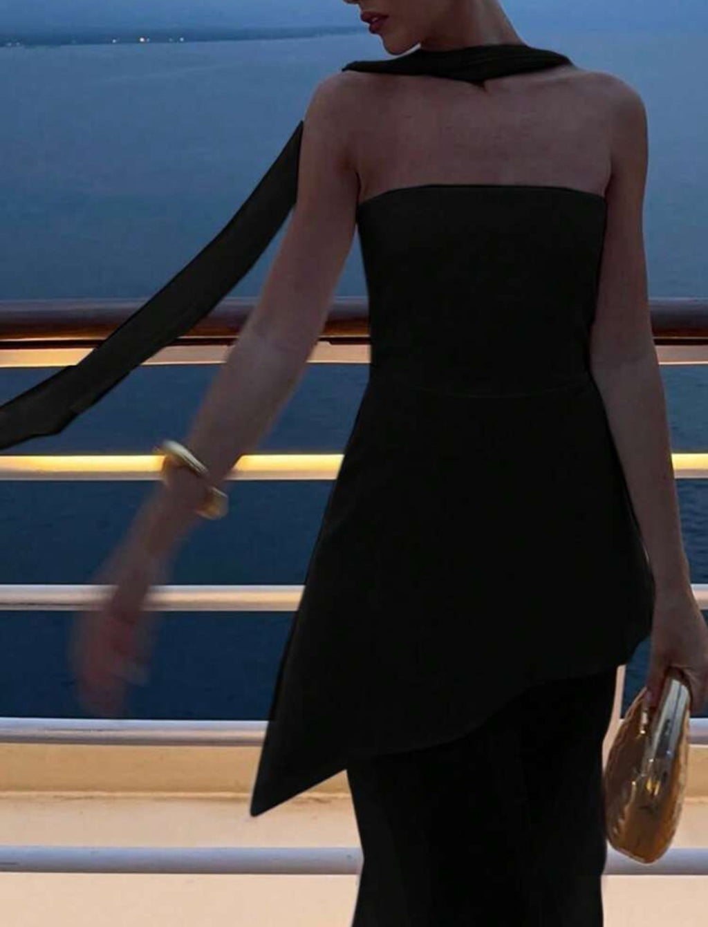 Midnight Allure Strapless Gown