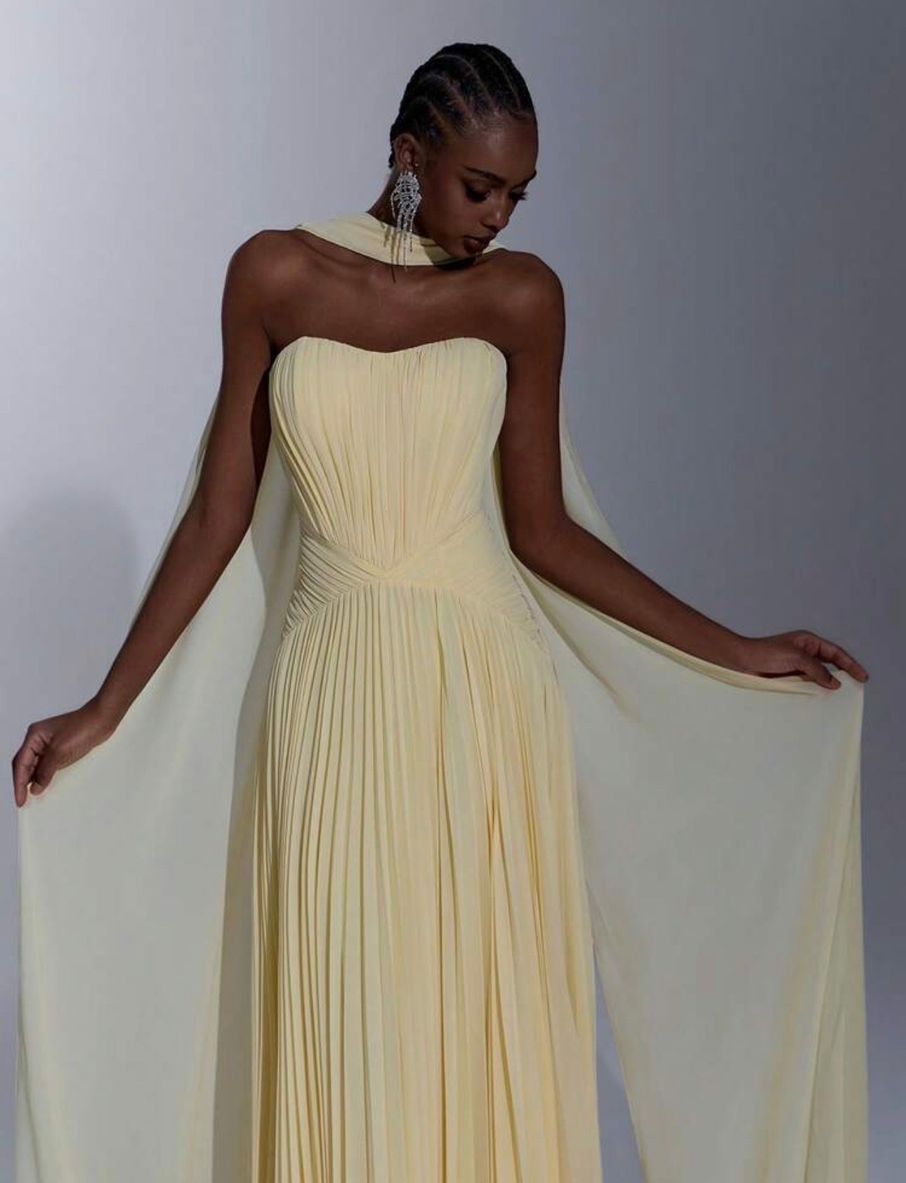 Ivory Seraphine Pleated Gown