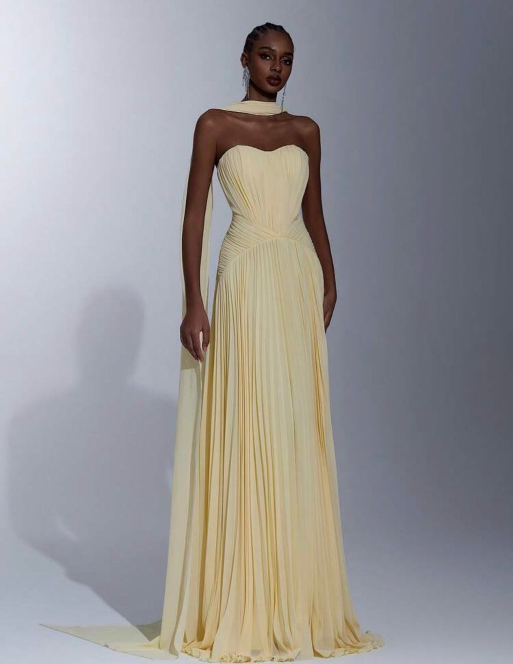 Ivory Seraphine Pleated Gown