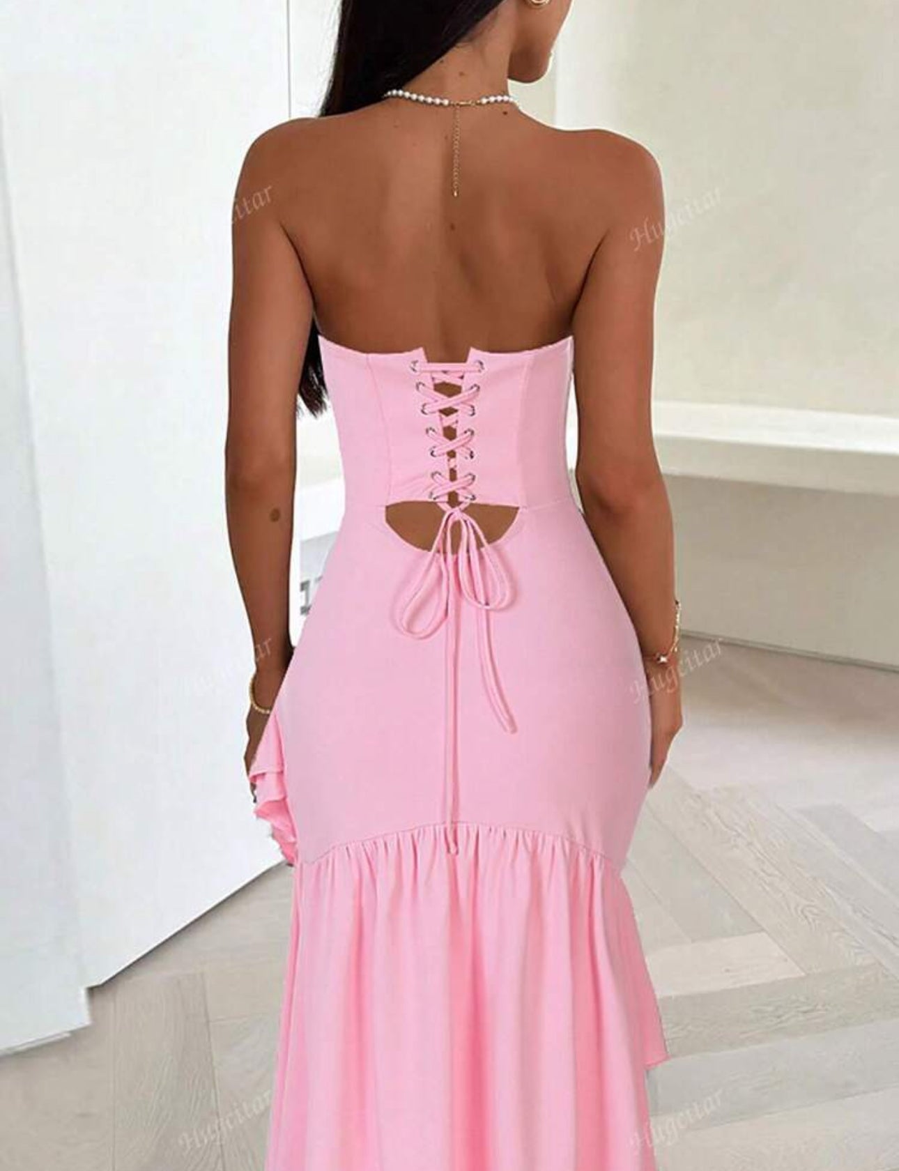 Rosé Ruffle Elegance Dress