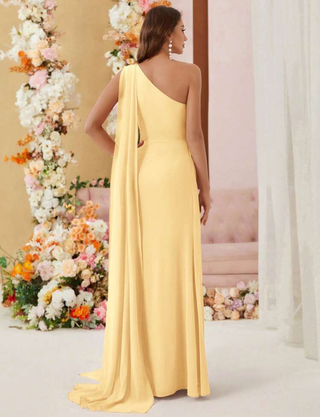 Sunny Elegance One-Shoulder Gown