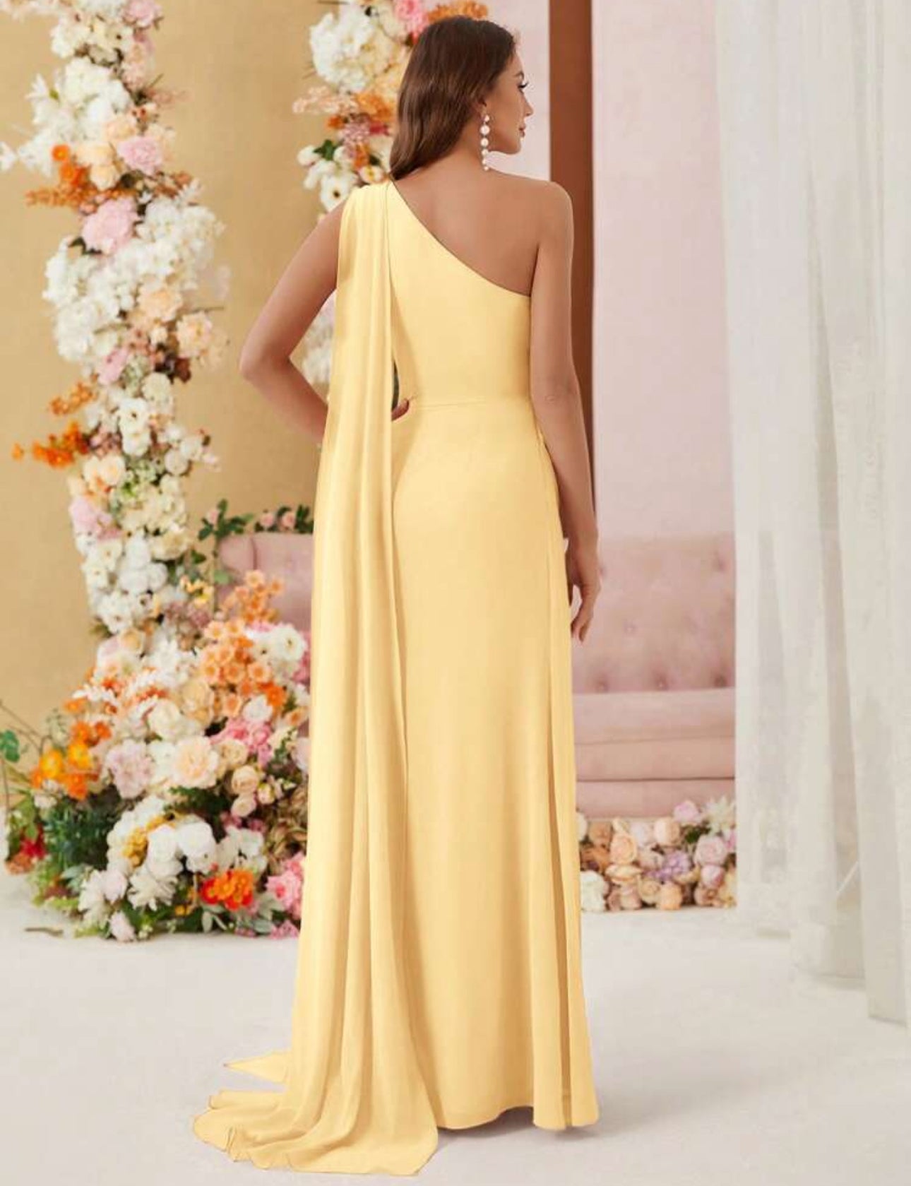 Sunny Elegance One-Shoulder Gown