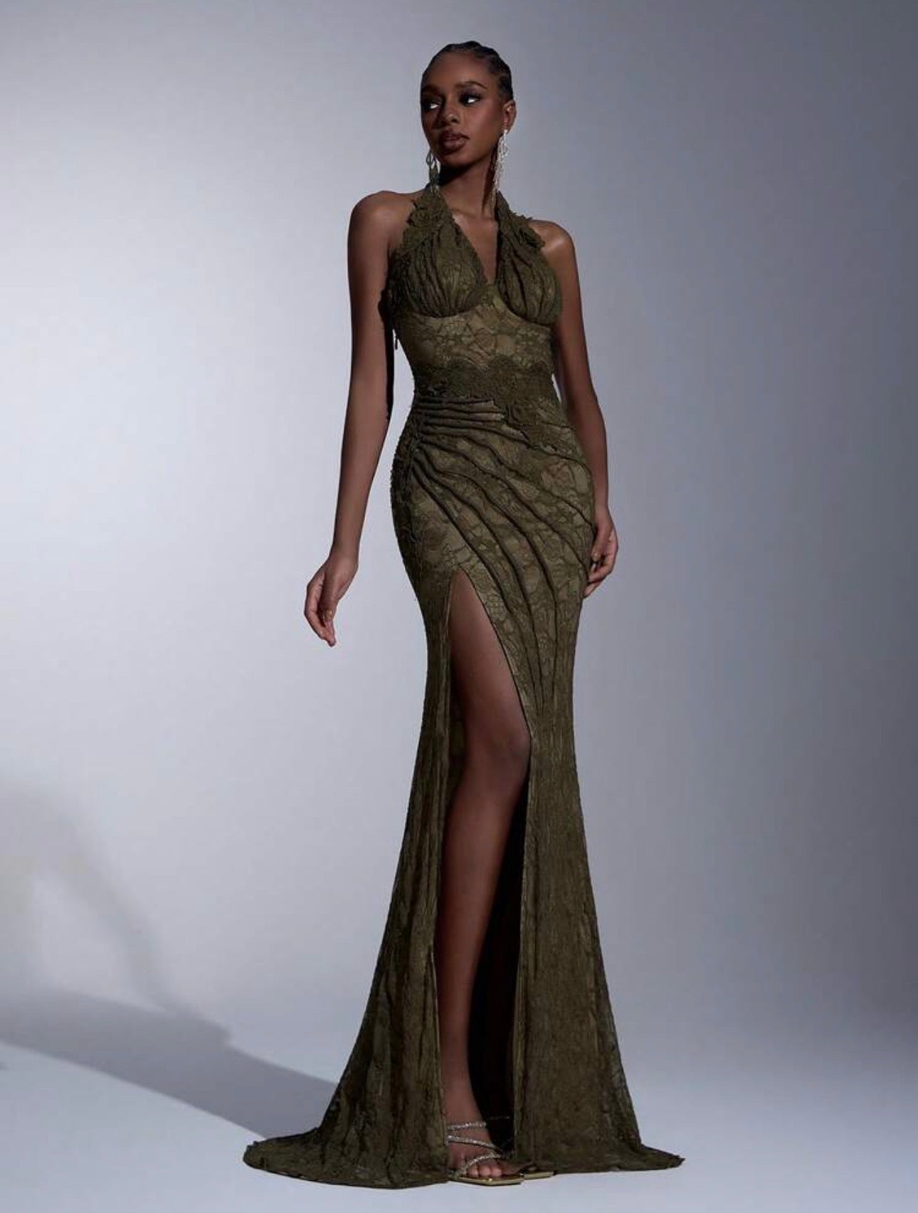 Noir Verdure Lace Gown
