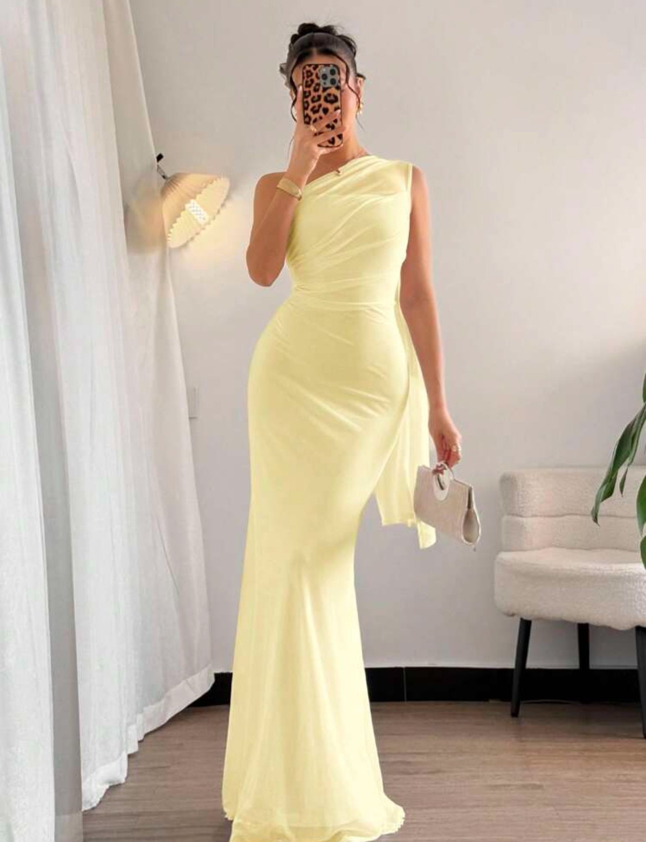 Sunbeam One-Shoulder Draped Gown