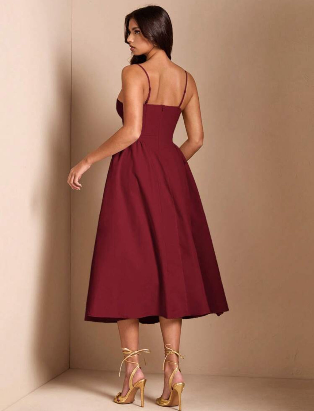 Merlot Elegance Midi Dress