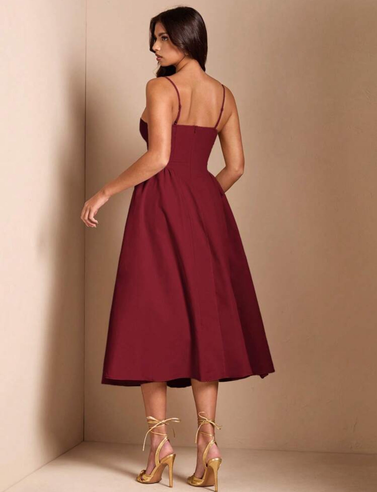 Merlot Elegance Midi Dress