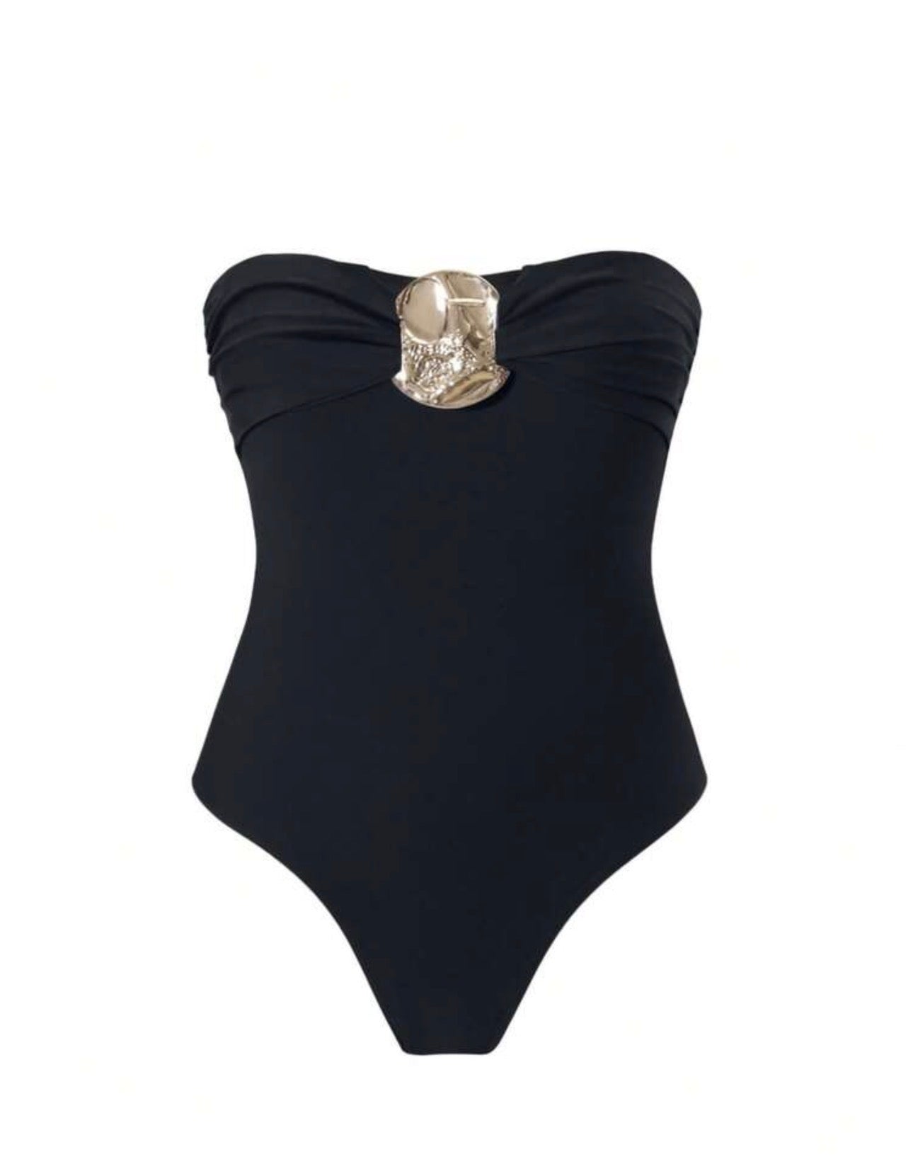 Noir Shell Halter Swimsuit