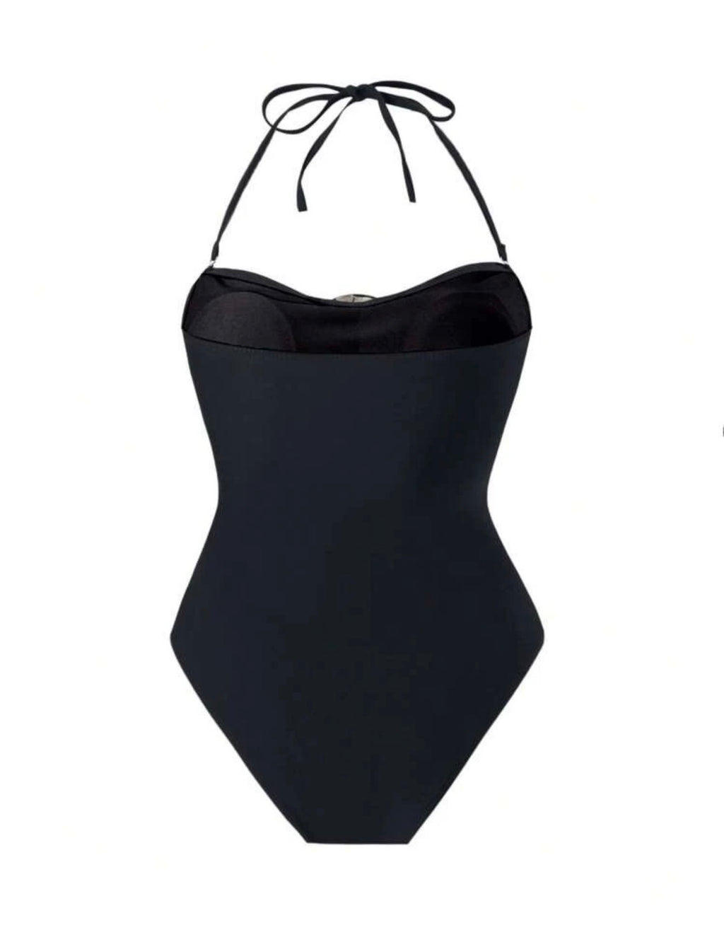 Noir Shell Halter Swimsuit