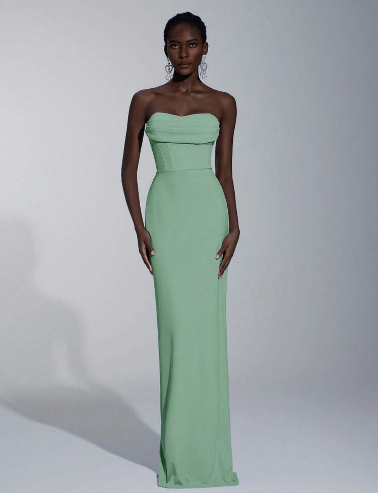 Mint Strapless Column Dress