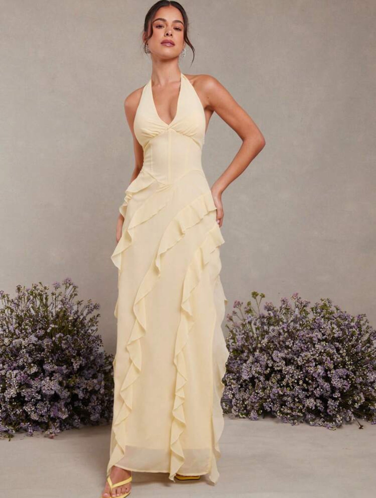 Lemon Bliss Halter Maxi