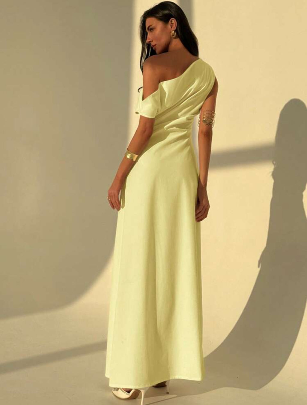 Lemon Glow One-Shoulder Dress
