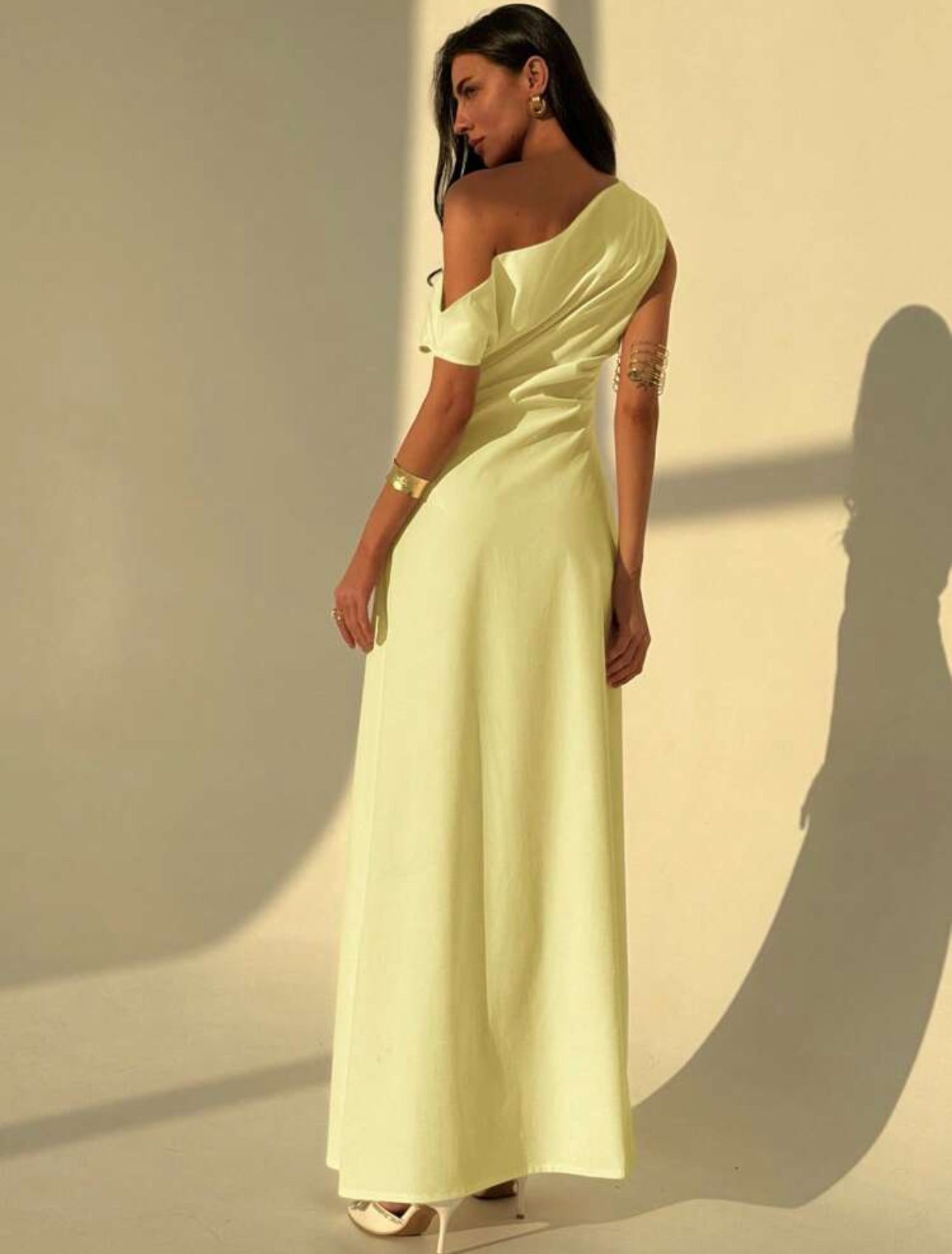 Lemon Glow One-Shoulder Dress