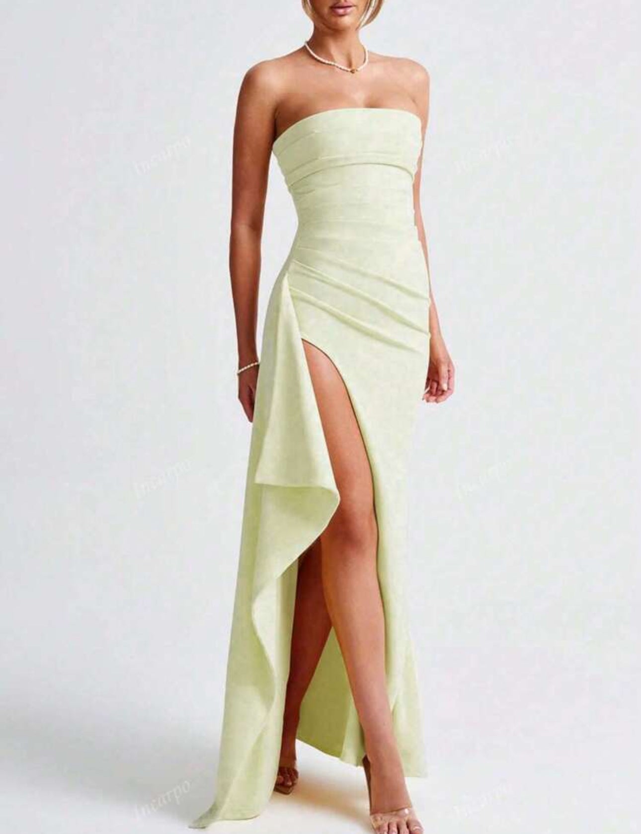Lime Whisper Strapless Dress