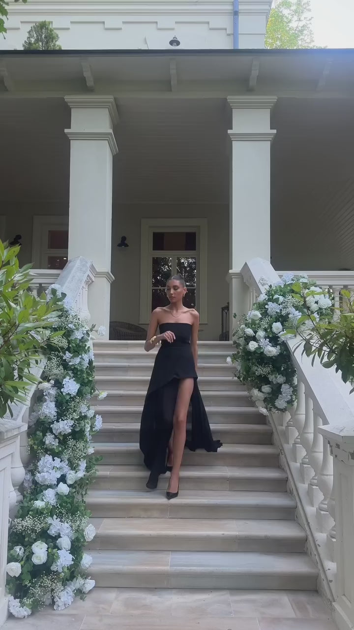 Noir Sheer Asymmetrical Gown